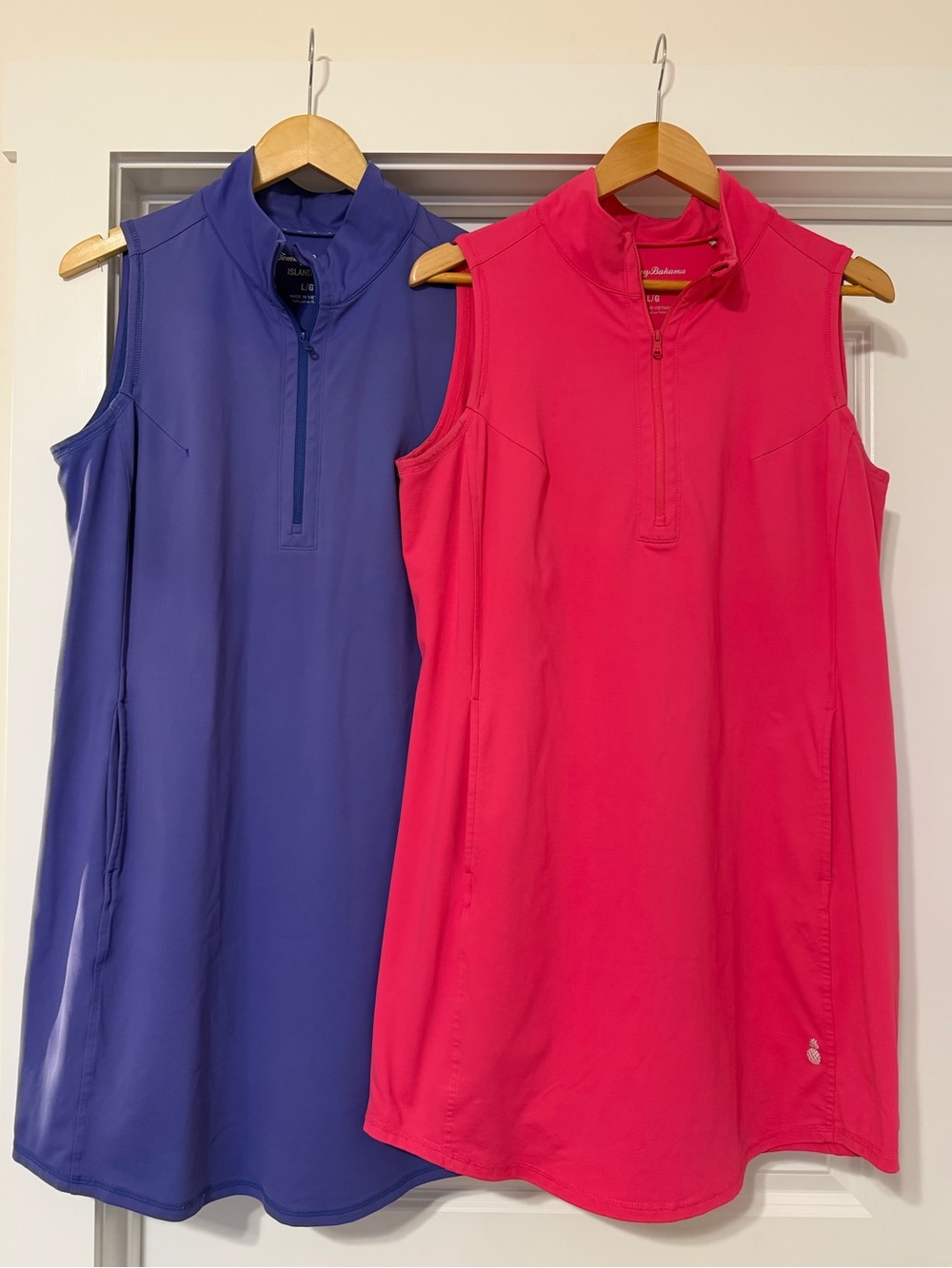 Tommy Bahama IslandZone Golf Dresses Size L Lot of 2 Pink Blue Quarter Zip